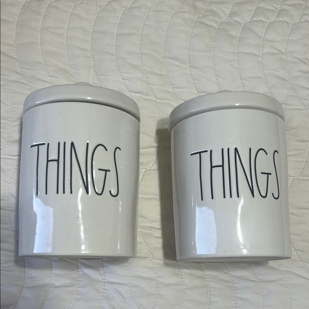 Rae Dunn.White Ceramic Storage Canisters bundle